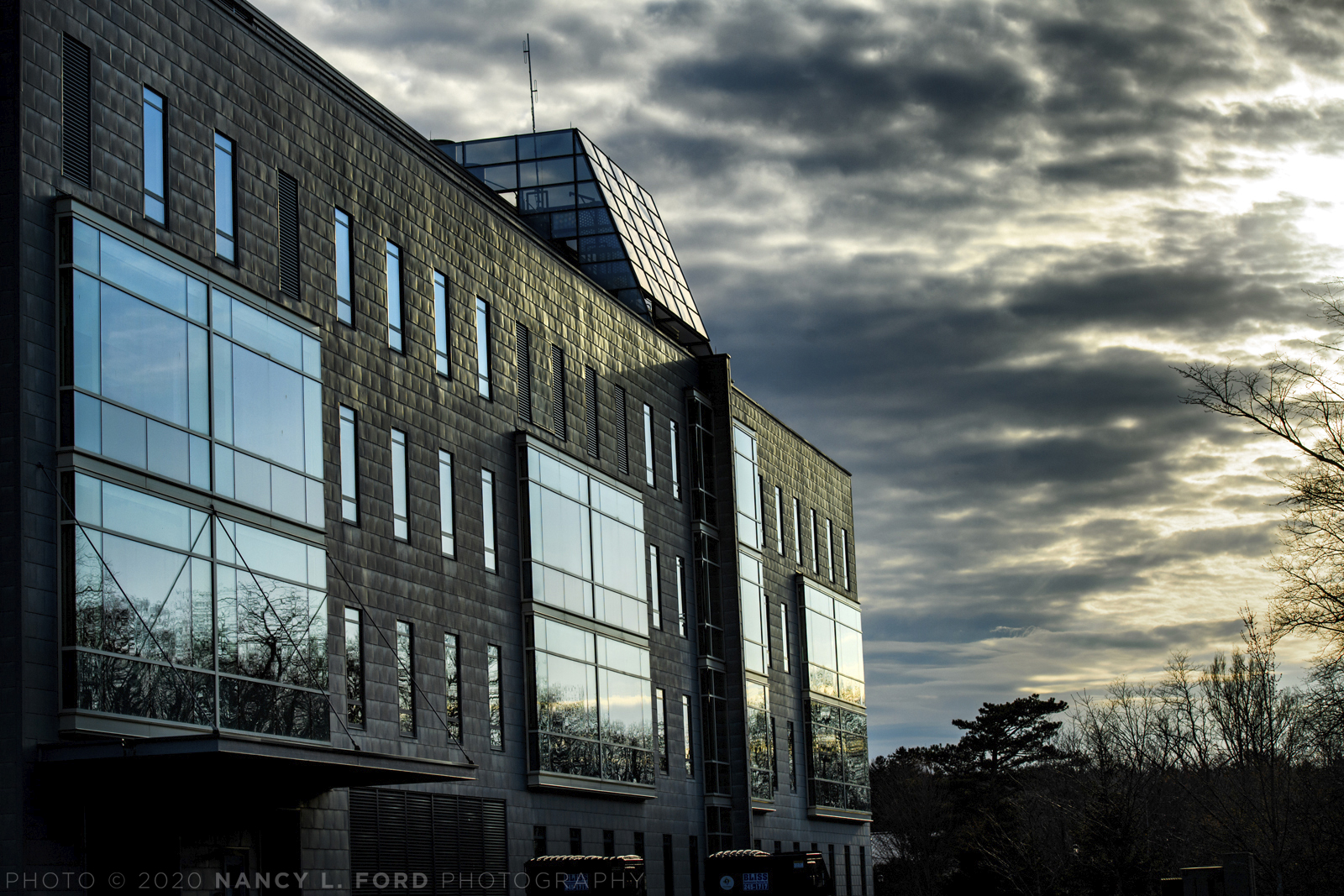 The Taylor Science Center at sunset in early spring at Hamilton College on Monday, April 28, 2020 in Clinton, NY.  (Copyright © 2020 Nancy L. Ford Photography)